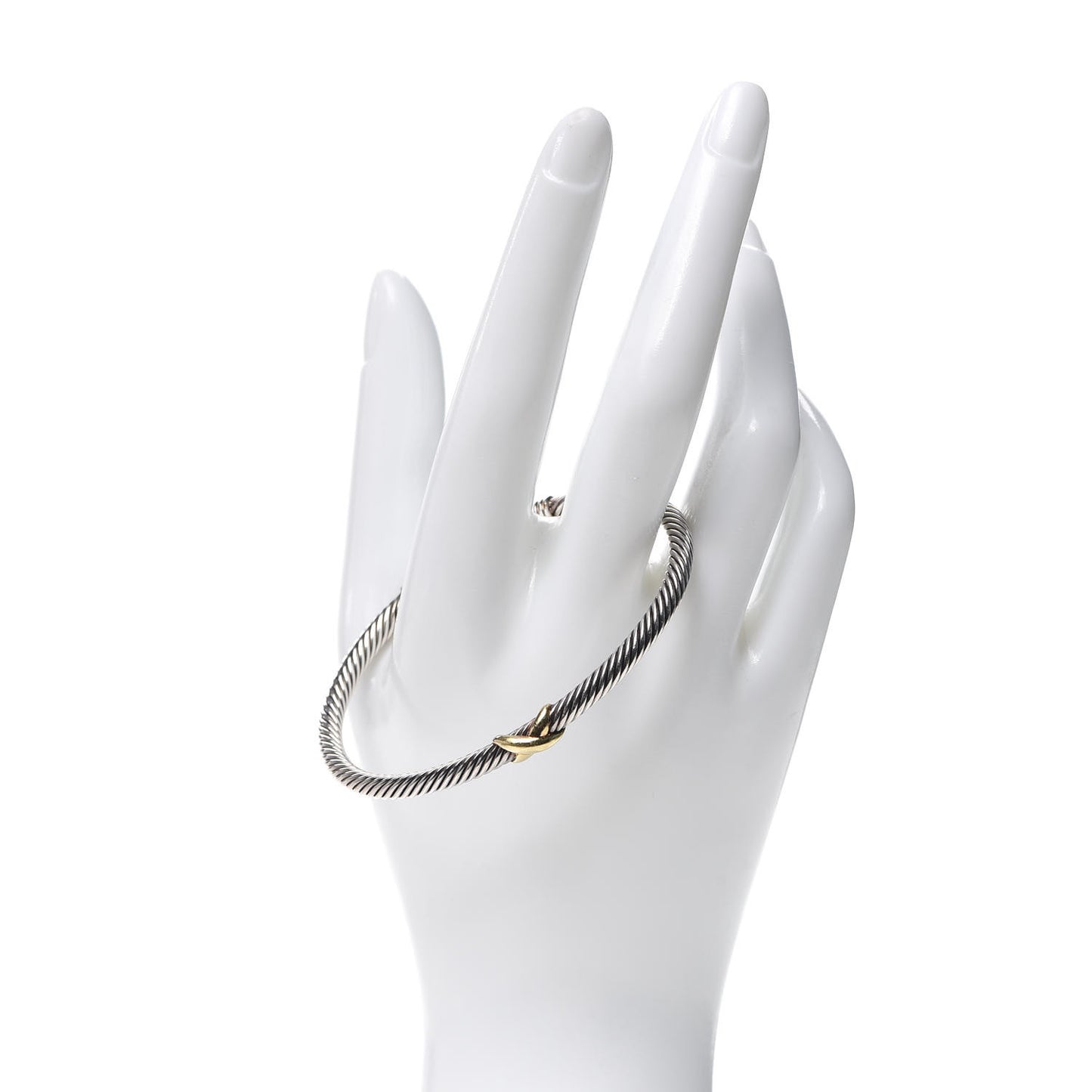 Sterling Silver 18K Yellow Gold 4mm X Station Cable Bracelet