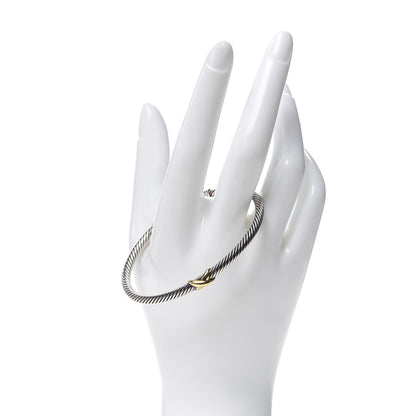 David Yurman Sterling Silver 18K Yellow Gold 4mm X Station Cable Bracelet 2 of 4