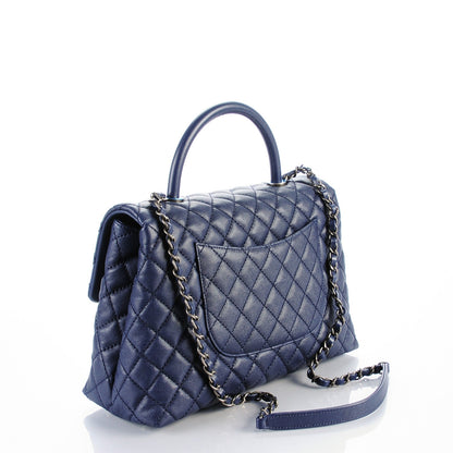 Chanel Caviar Quilted Medium Coco Handle Flap Navy 3 of 8