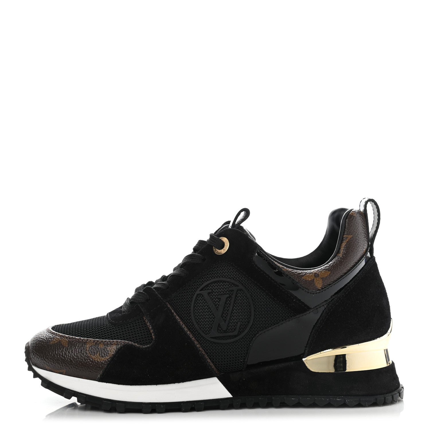 Louis Vuitton Suede Monogram Run Away Sneakers 35 Black 1 of 8