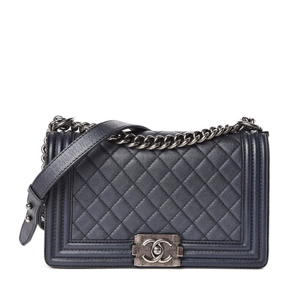 Chanel Calfskin Quilted Medium Boy Flap Dark Navy 1 of 10