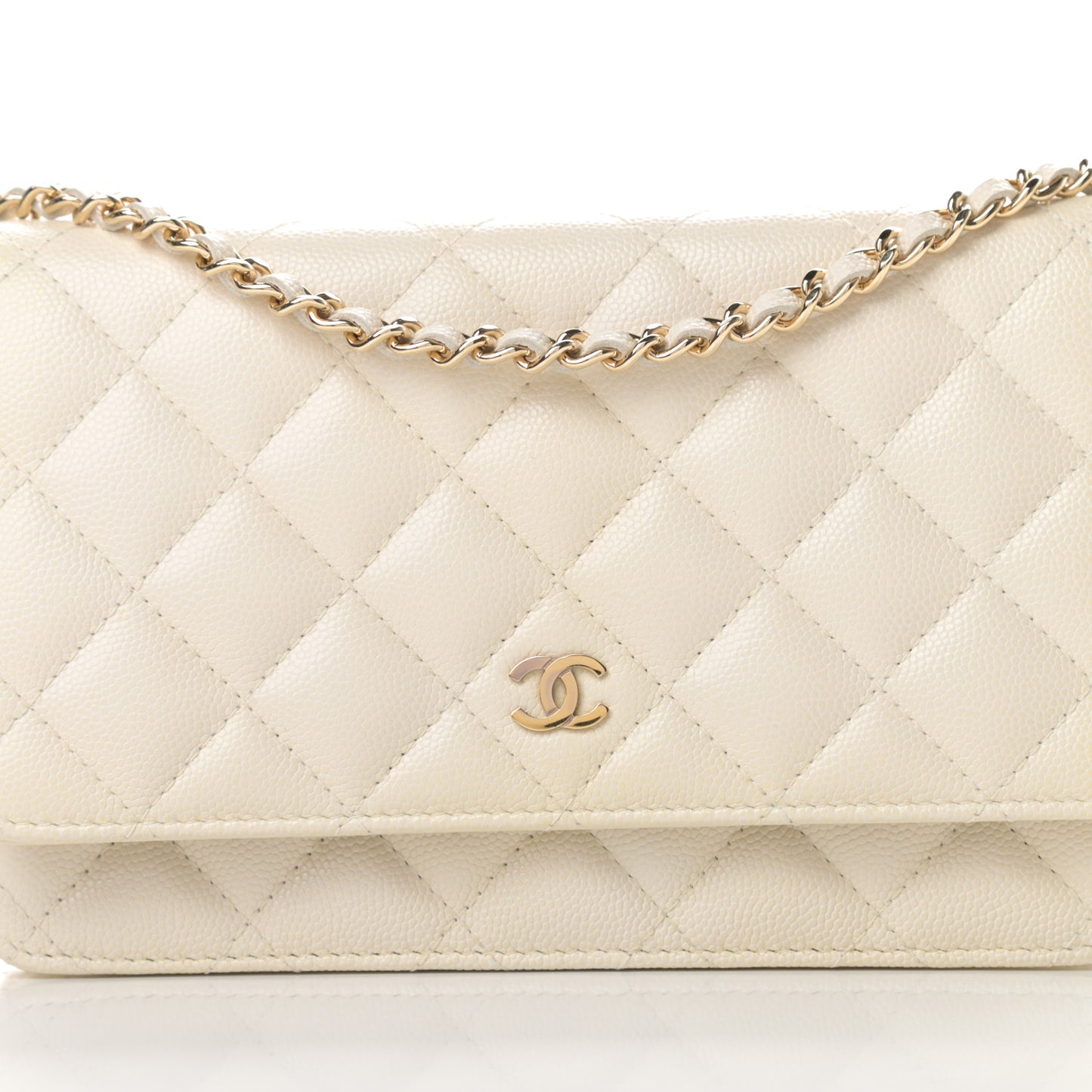 Caviar Quilted Wallet On Chain WOC White