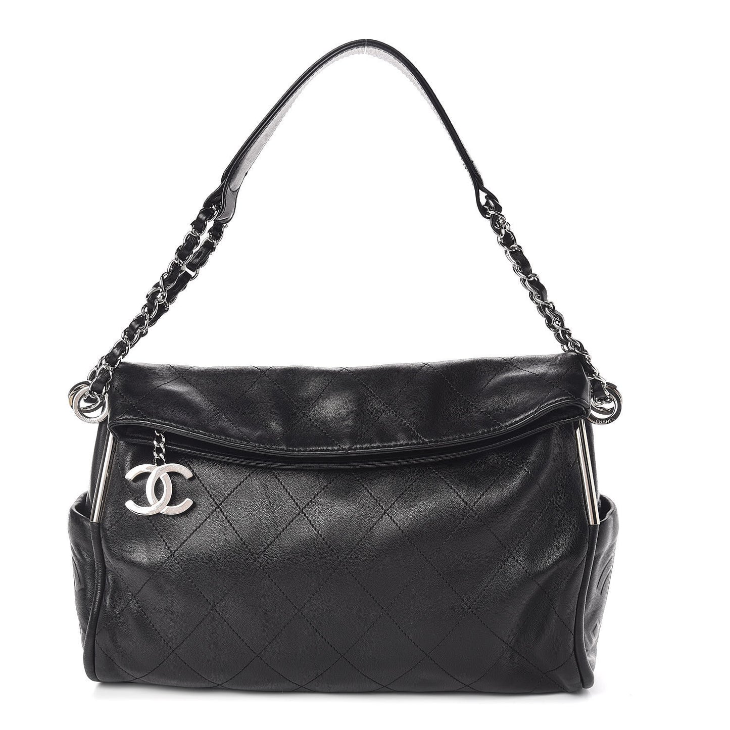 Lambskin Stitched Medium Ultimate Soft Tote Black