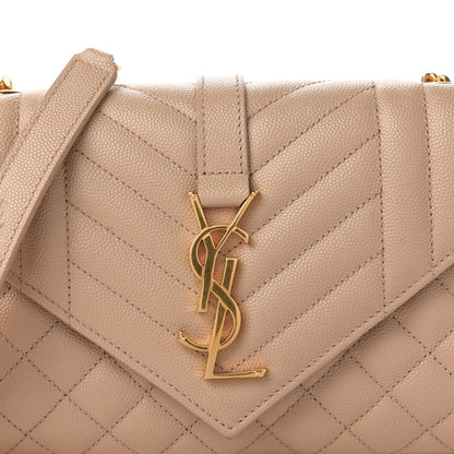 Saint Laurent Grain De Poudre Textured Mixed Matelasse Triquilt Small Monogram Satchel Cork 9 of 9