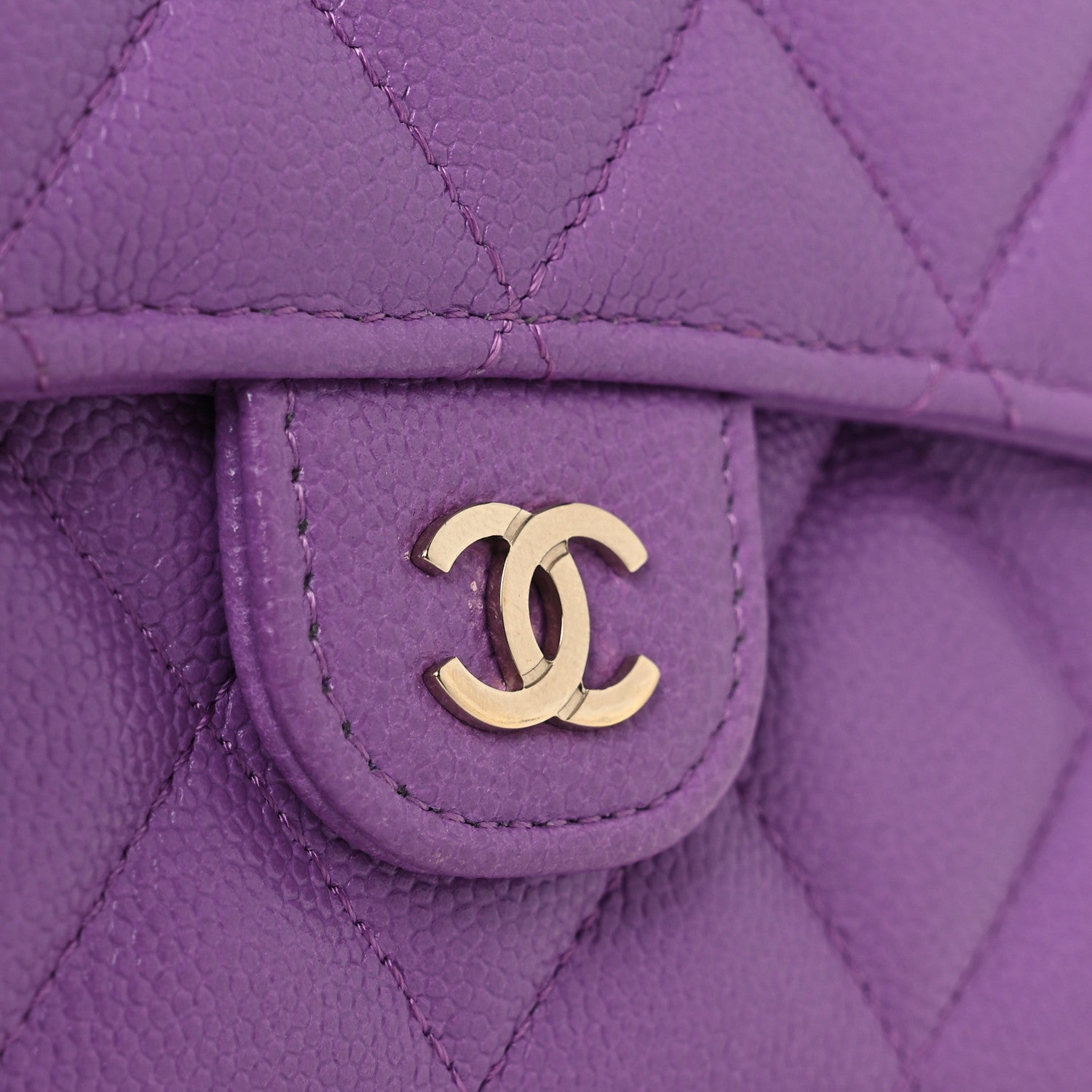 Chanel Caviar Quilted Large Gusset Flap Wallet Purple 9 of 13