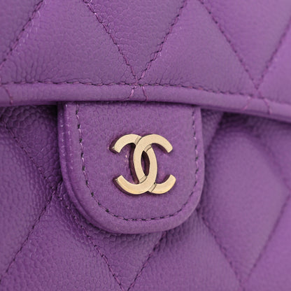Chanel Caviar Quilted Large Gusset Flap Wallet Purple 9 of 13