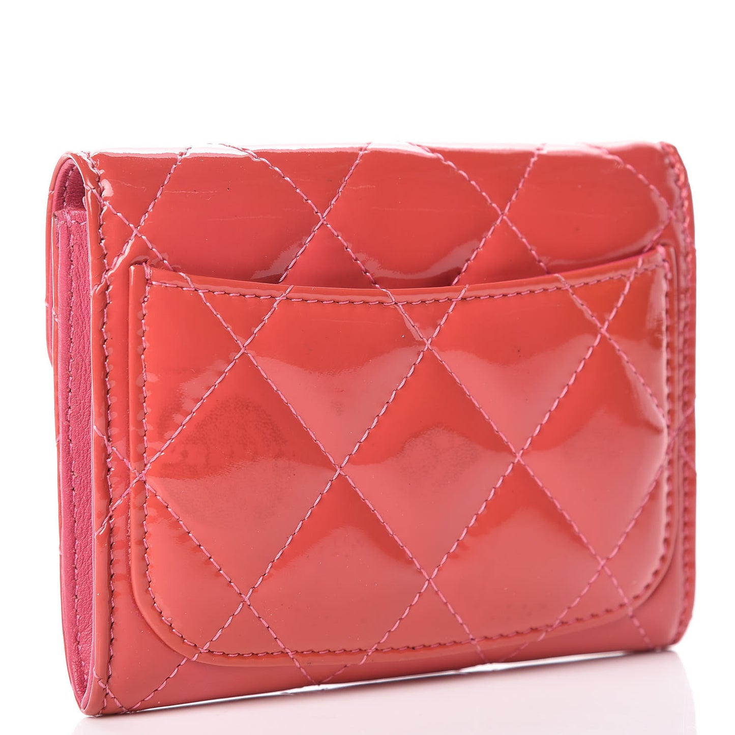 Patent Quilted Card Holder Pink