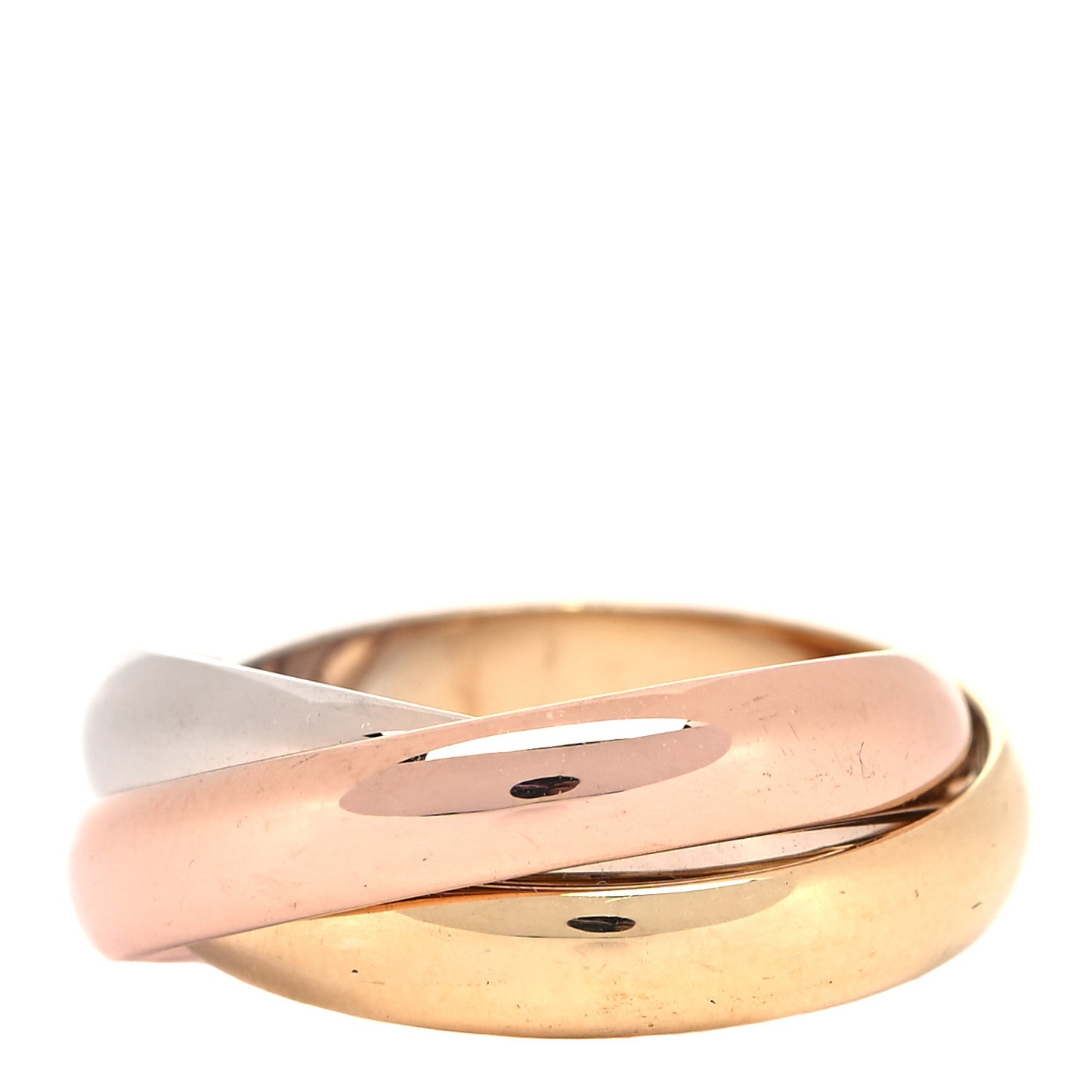 18K Pink Yellow White Gold Classic Les Must De Cartier Trinity Ring 49 4.75