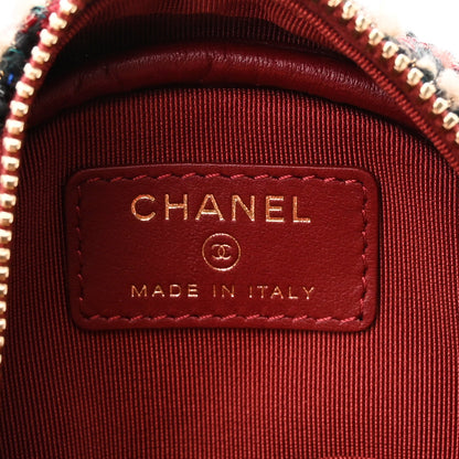 Chanel Tweed Quilted Round Clutch With Chain Red 6 of 10