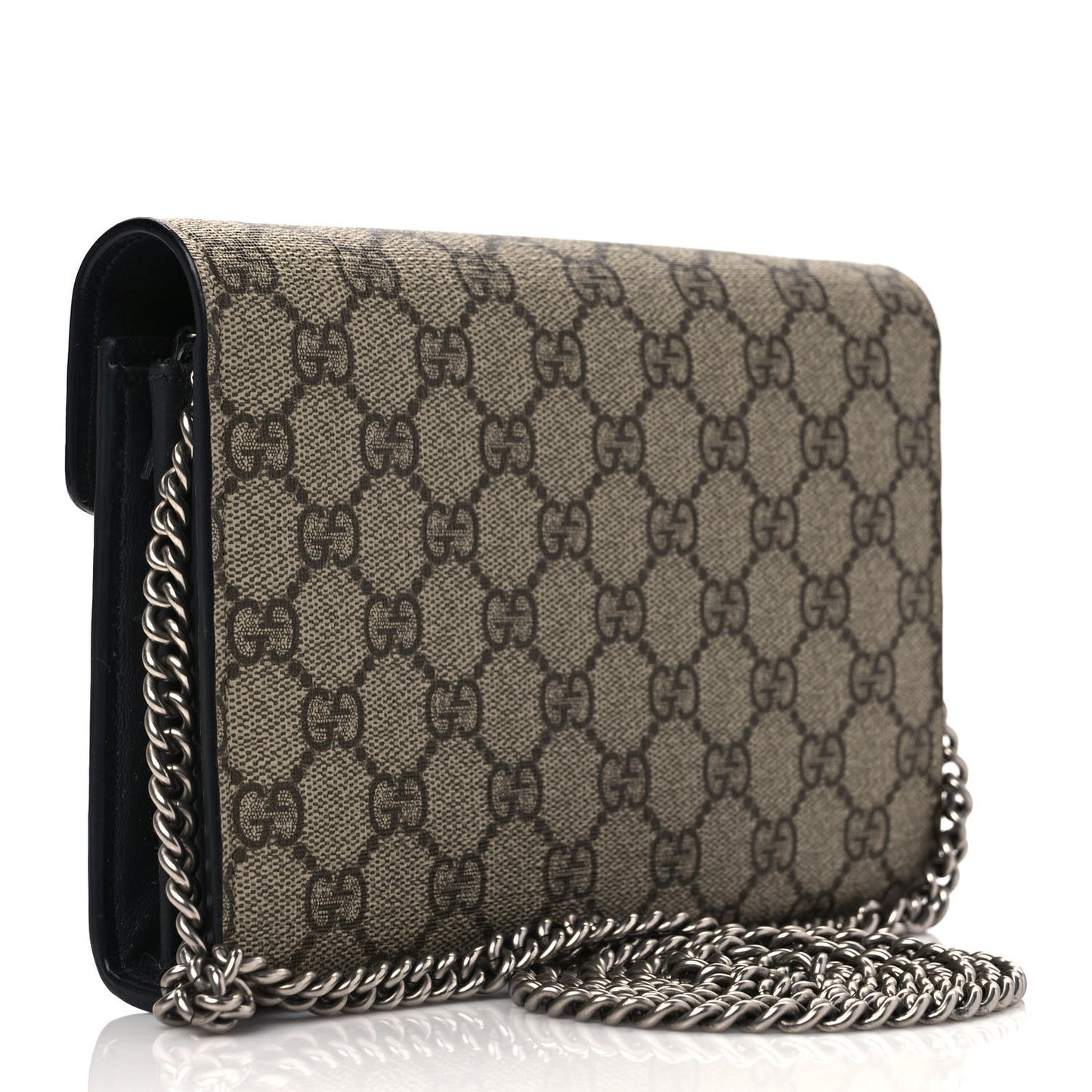 GG Supreme Monogram Mini Dionysus Chain Wallet Beige Black