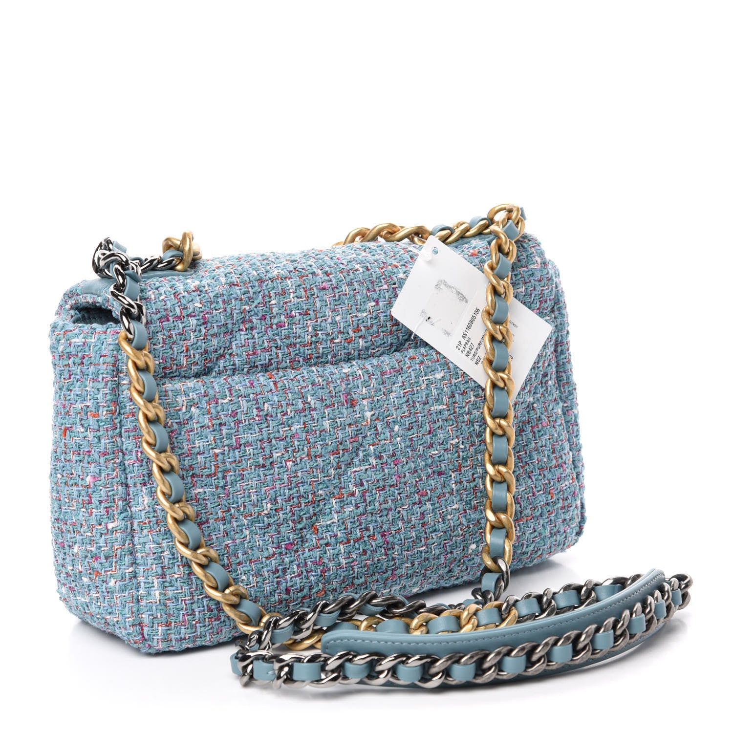 Chanel Tweed Quilted Medium 19 Flap Blue Multicolor 3 of 10