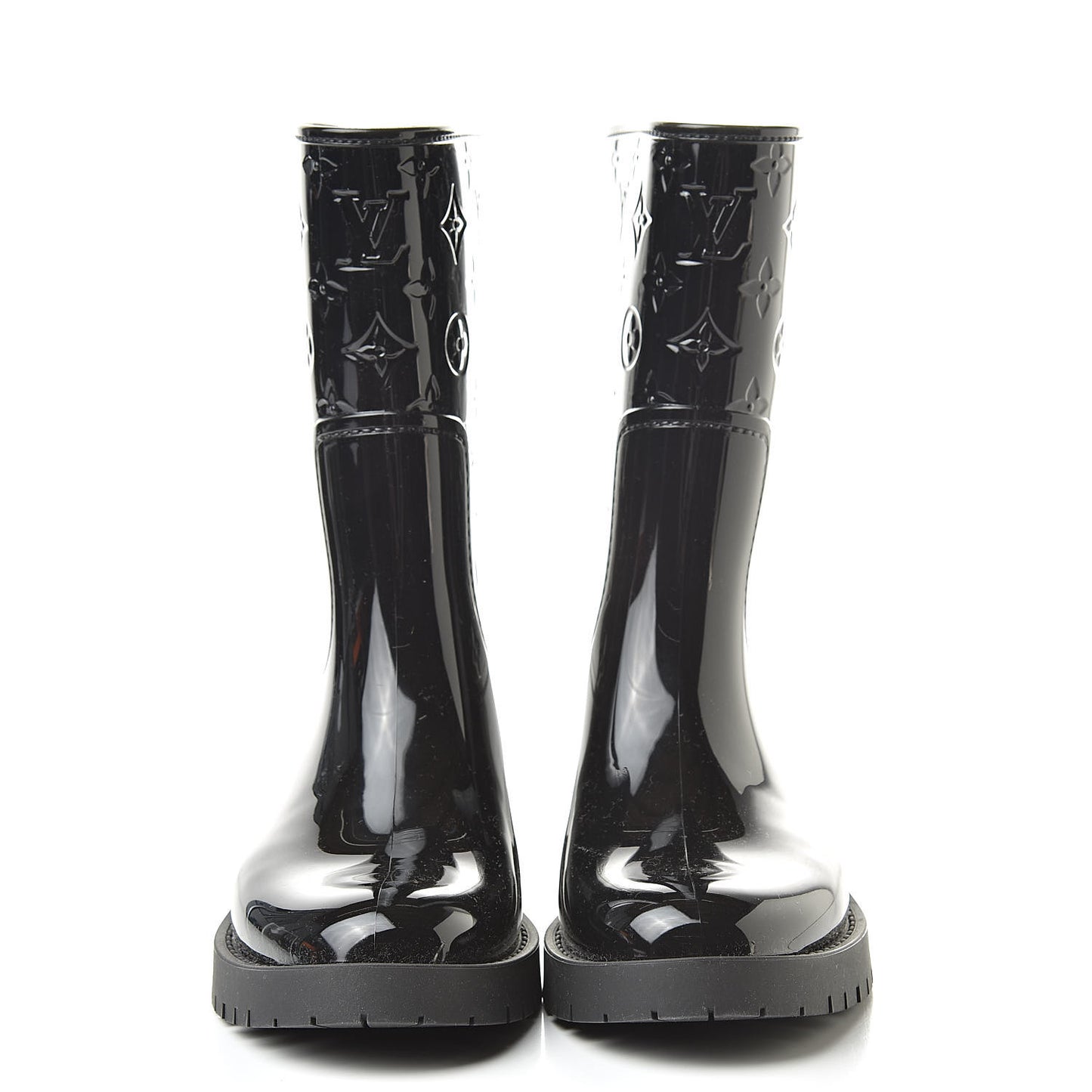 Rubber Embossed Monogram Drops Flat Half Boots 39 Black