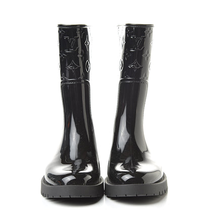 Louis Vuitton Rubber Embossed Monogram Drops Flat Half Boots 39 Black 2 of 8