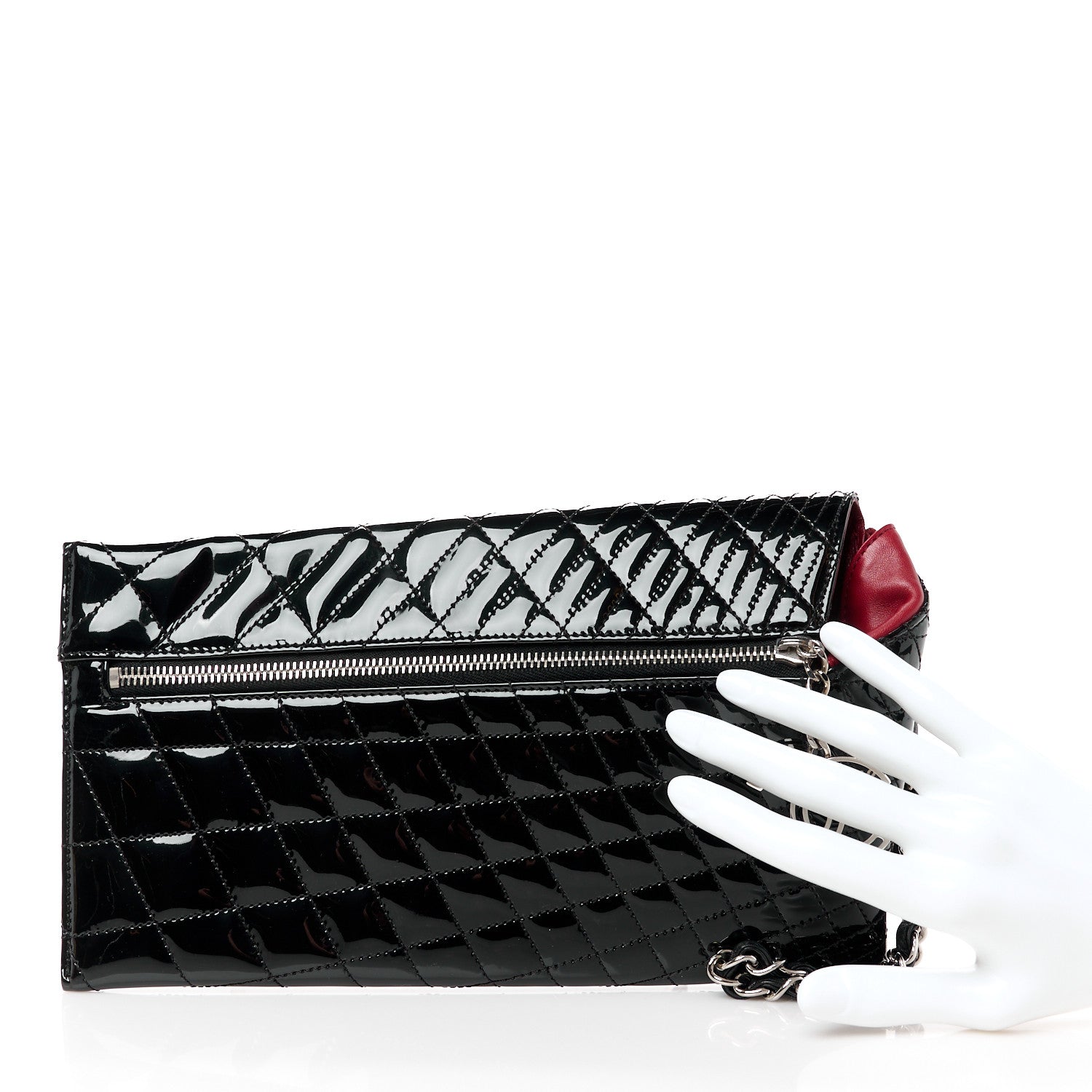 Chanel Patent Geometric Quilted Kaleidoscope Clutch Black 2 of 8