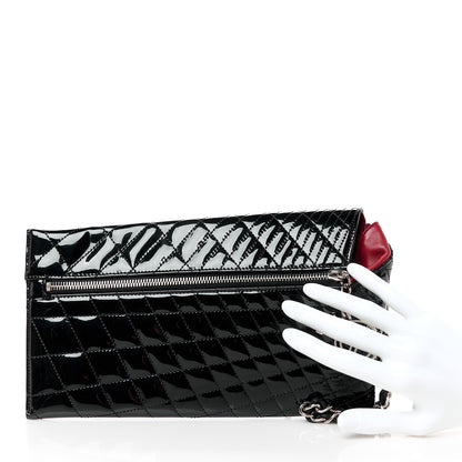 Chanel Patent Geometric Quilted Kaleidoscope Clutch Black 2 of 8