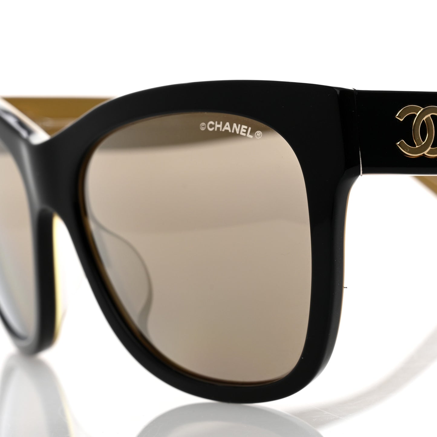 Acetate Mirrored Runway Square Sunglasses 5380-A Black Gold