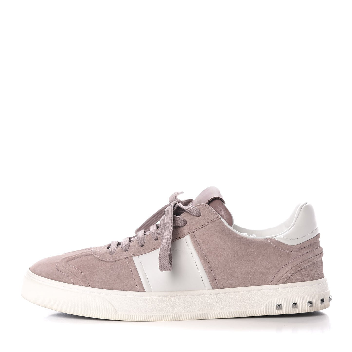 Suede Calfskin Mens Rockstud Flycrew Sneakers 41.5 Pink White