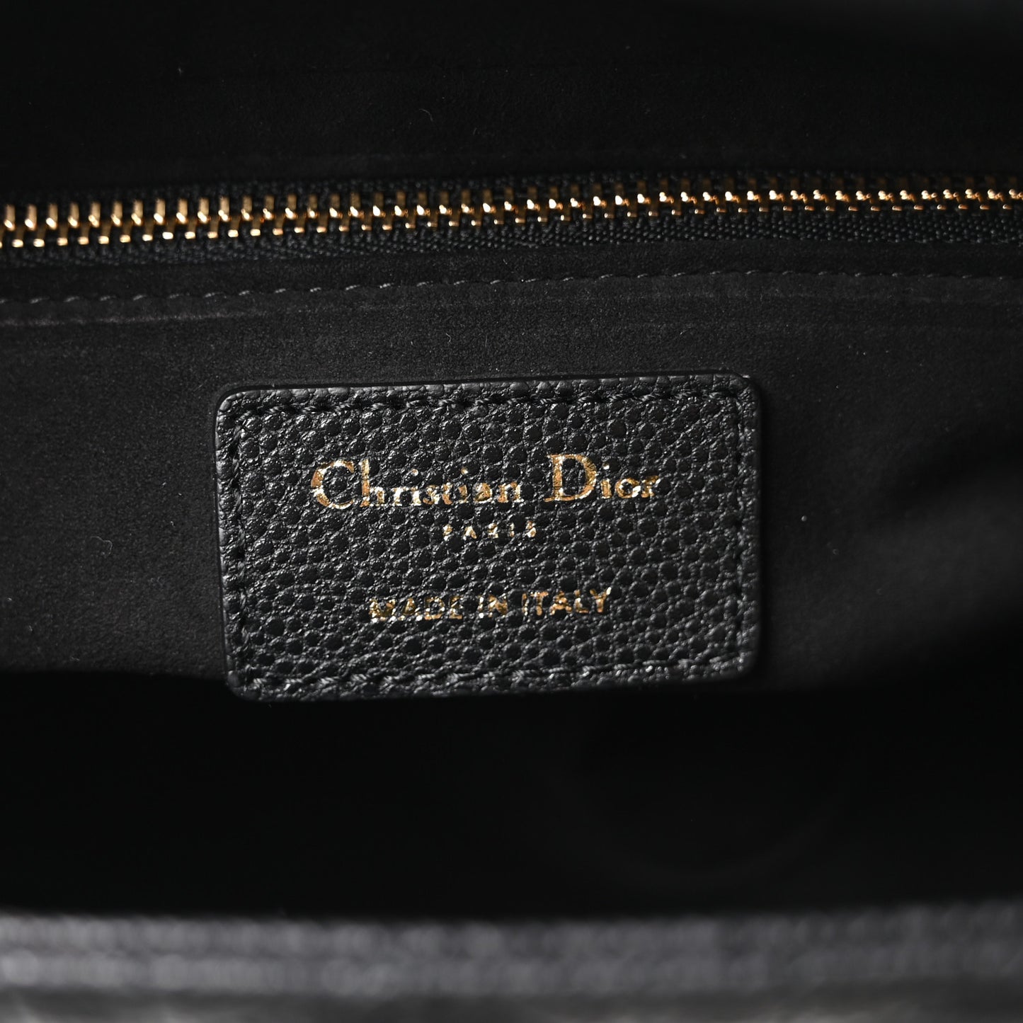 Grained Calfskin Cannage Medium Lady Dior Black