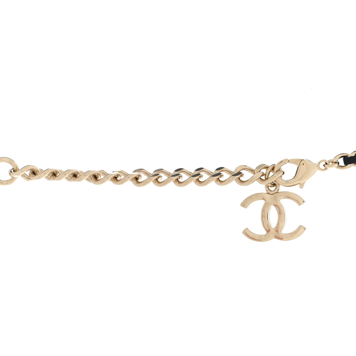 Chanel Lambskin CC Heart Mirror Locket Necklace Gold Black 5 of 7