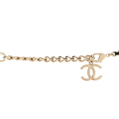 Chanel Lambskin CC Heart Mirror Locket Necklace Gold Black 5 of 7