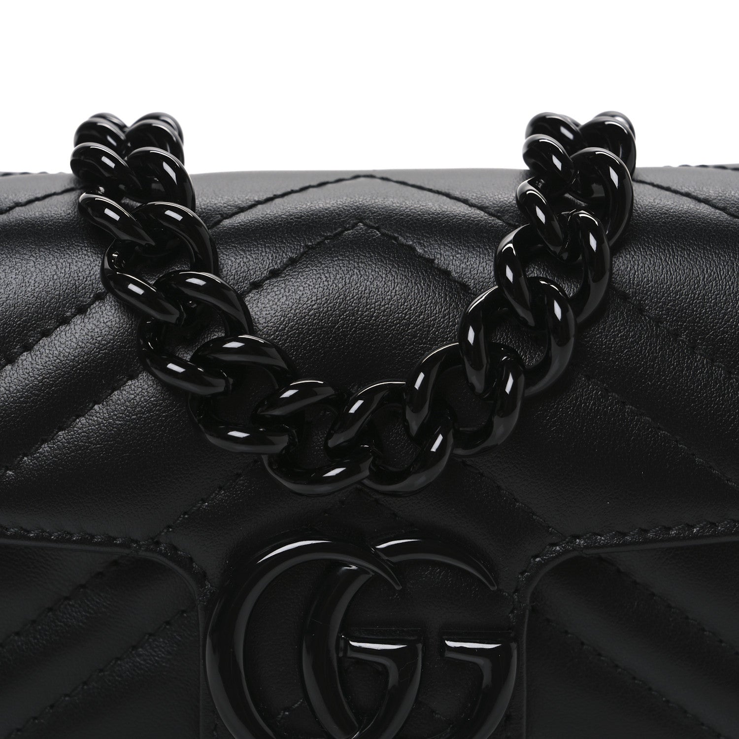 Gucci Calfskin Matelasse Monochrome GG Marmont Chain Belt Bag Black 8 of 10