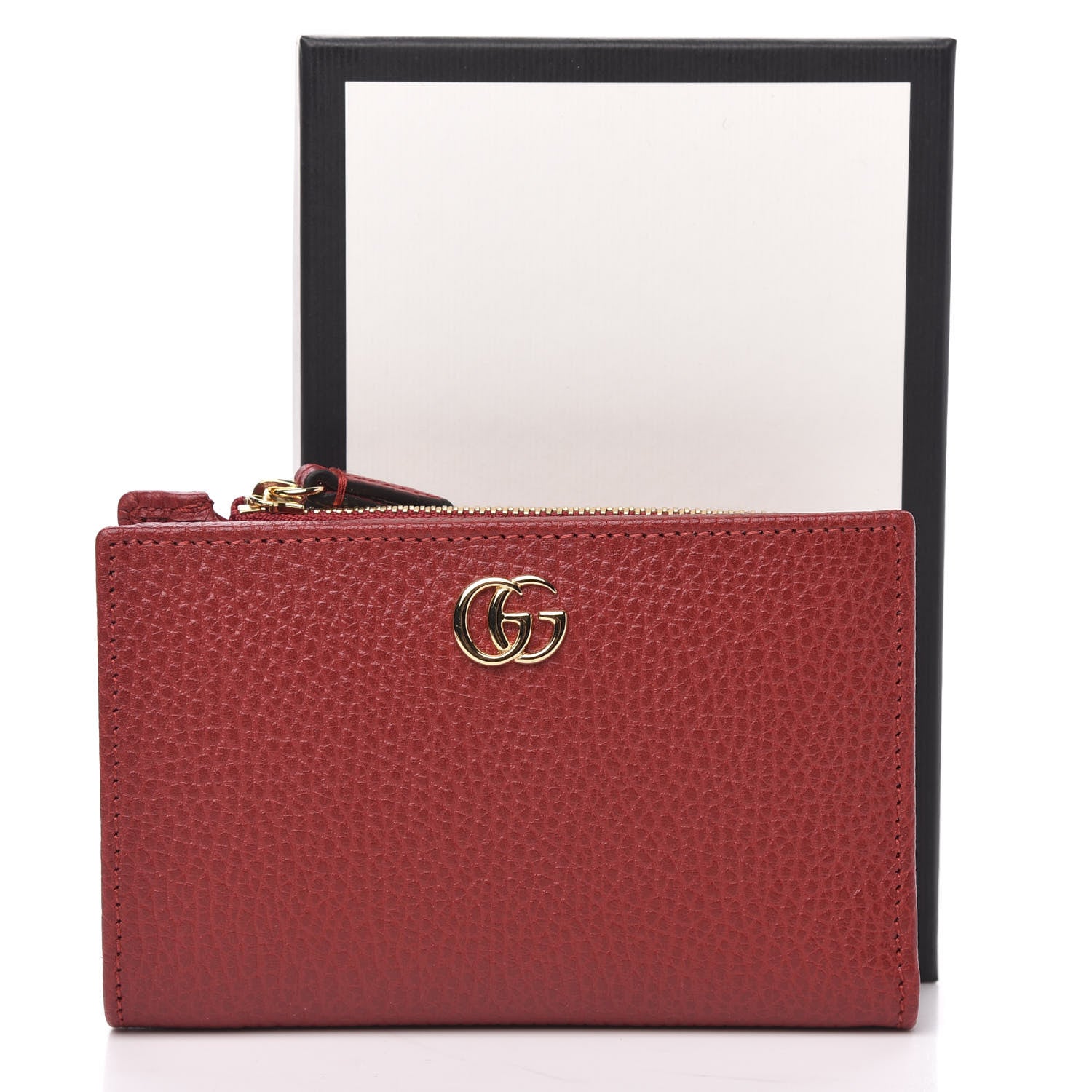 Gucci Dollar Calfskin GG Marmont Zipped Wallet Hibiscus Red 8 of 8