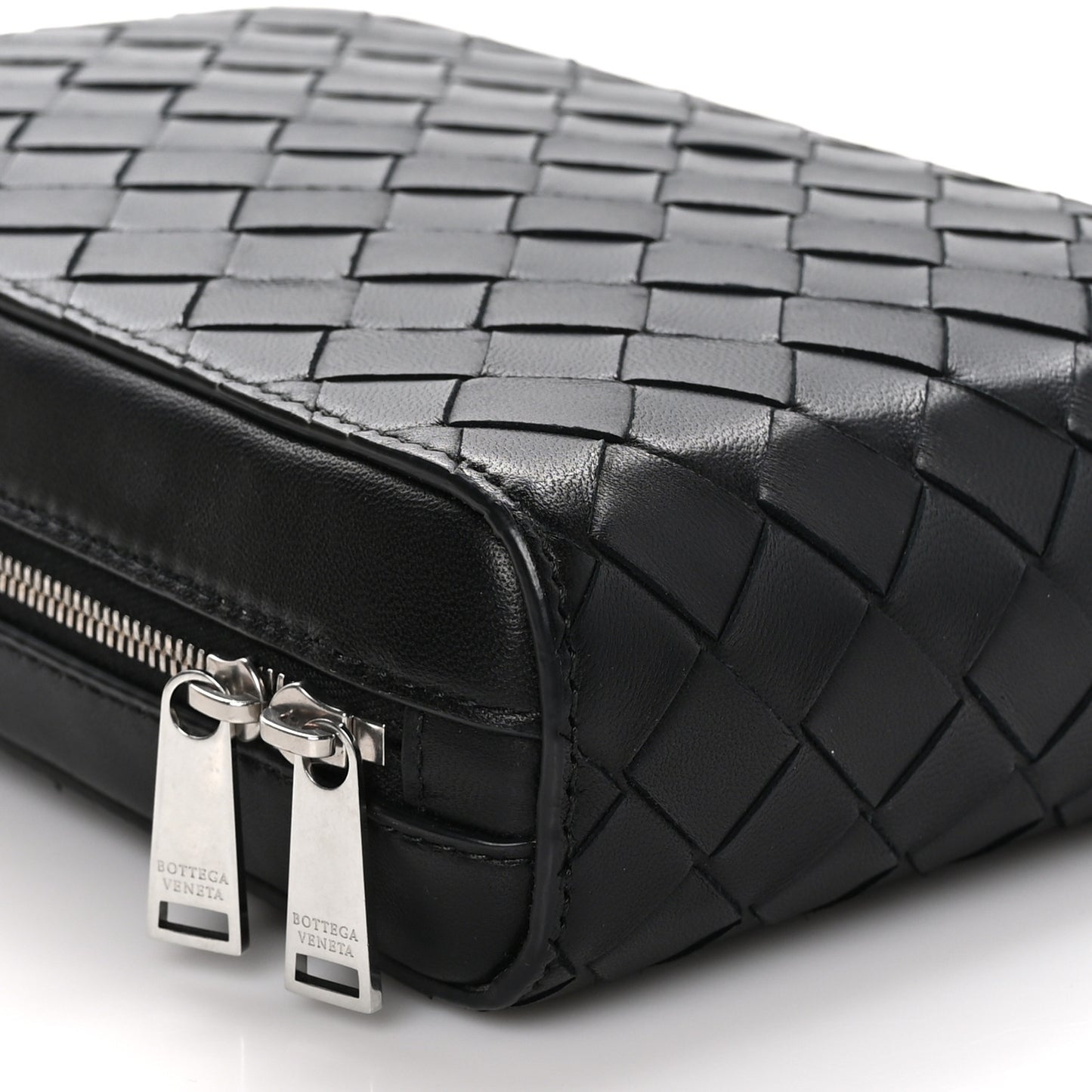 Nappa Intrecciato Zip Around Crossbody Bag Black