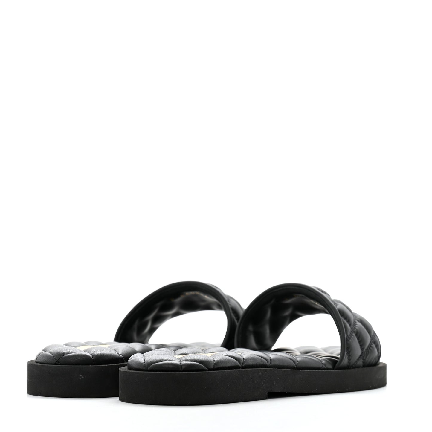 Lambskin Quilted Textured CC Mules Sandals 39 Black