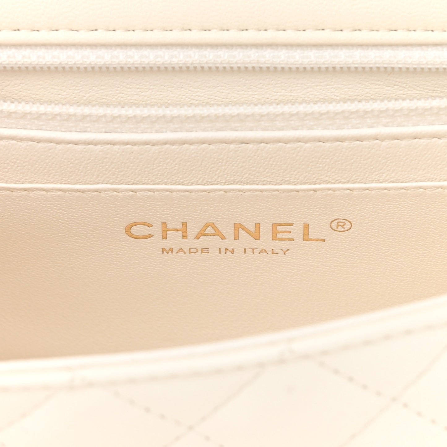 Lambskin Quilted Mini Rectangular Flap White