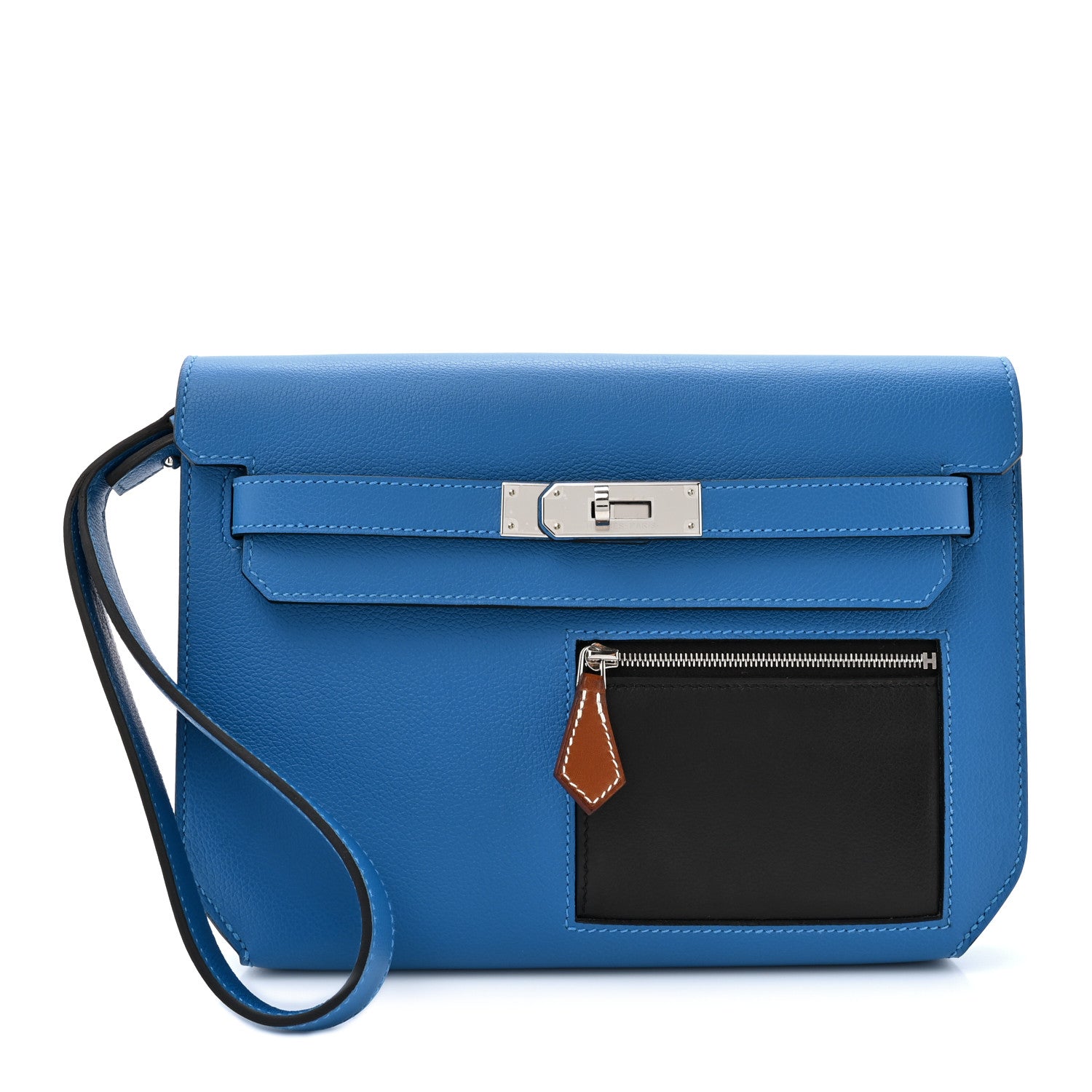 Hermes Evercolor Evergran Barenia Colormatic Kelly Depeches 25 Pouch Blue Hydra Black Fauve 1 of 7