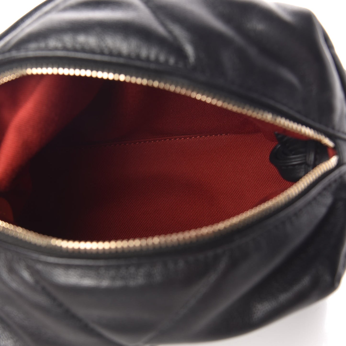 Lambskin Quilted Small Bowling Bag Black
