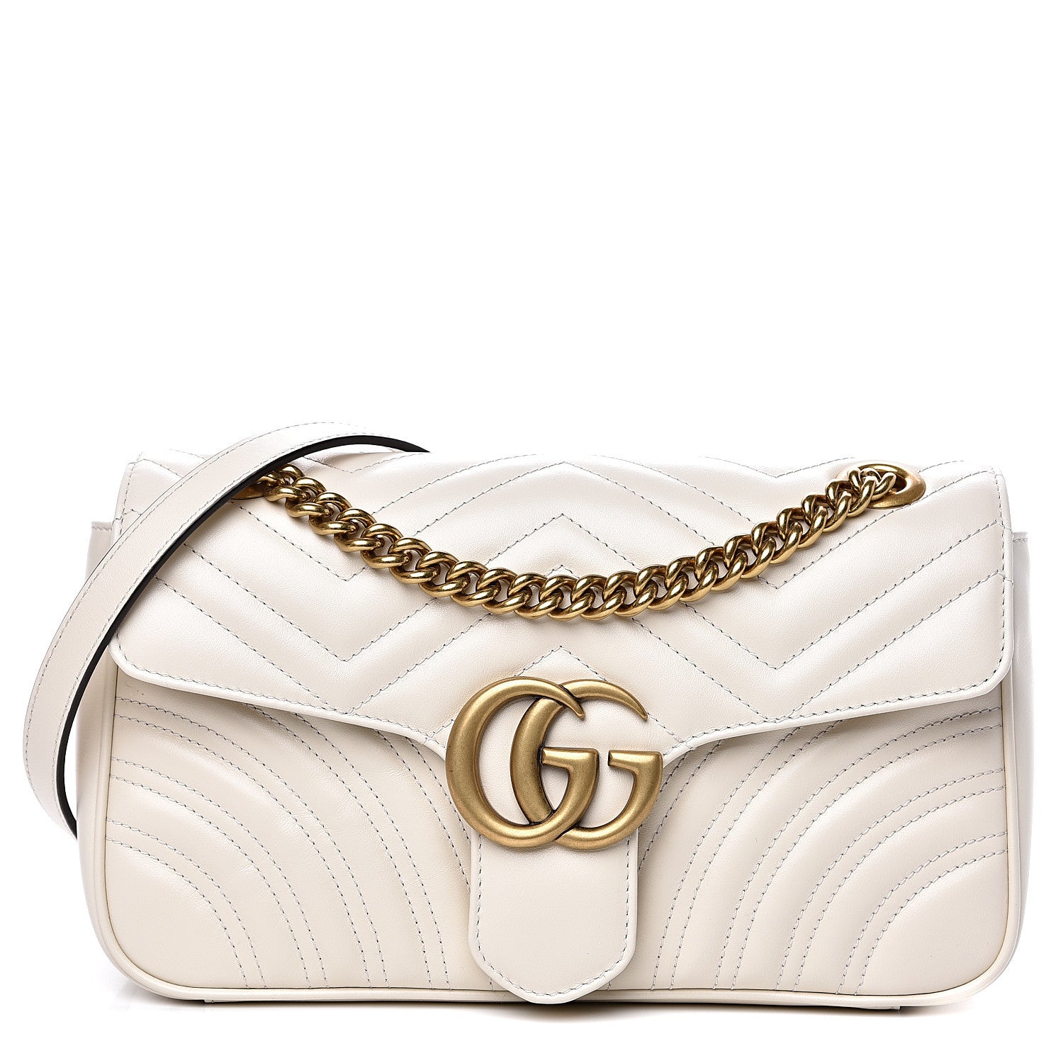 Gucci Calfskin Matelasse Small GG Marmont Shoulder Bag White 1 of 10