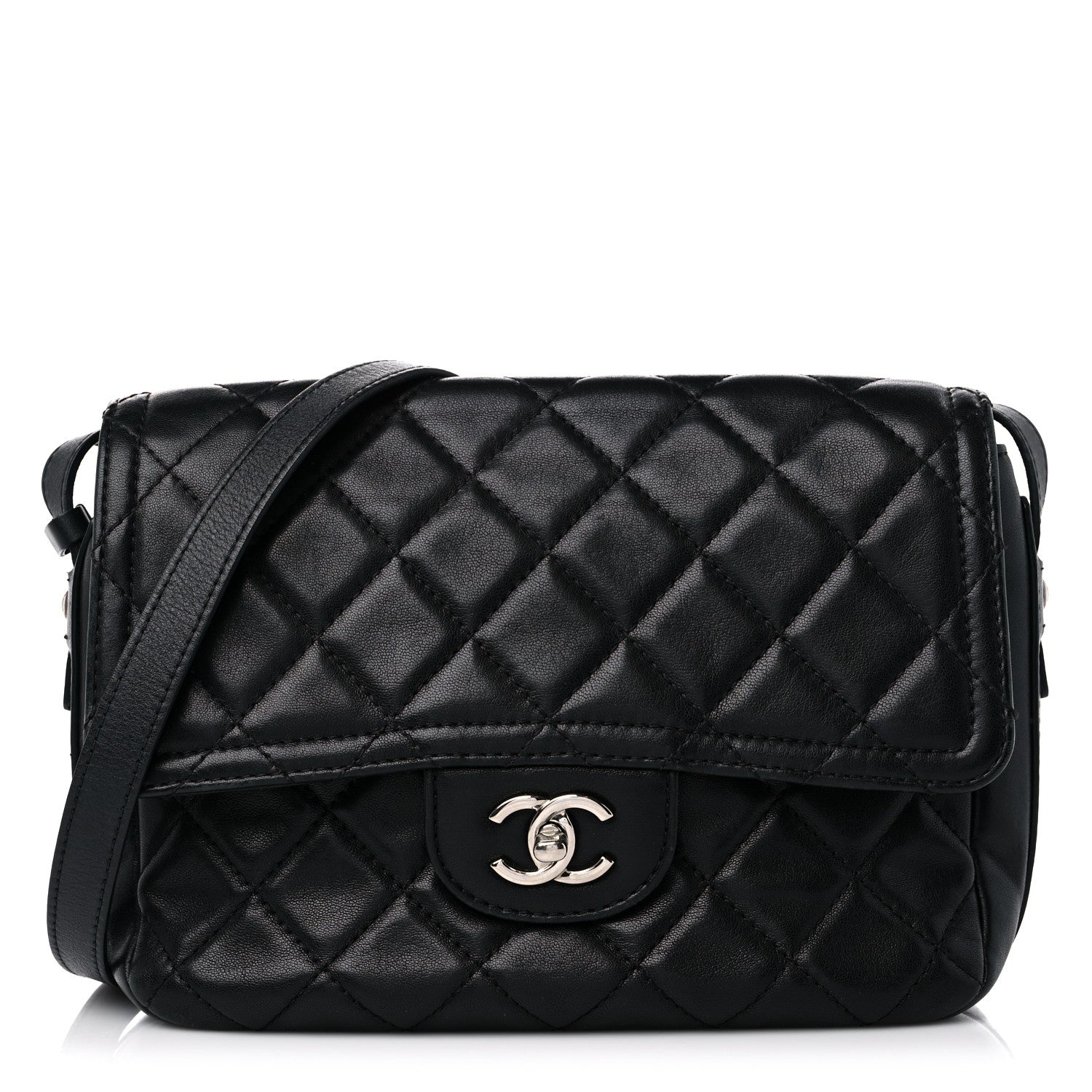 Chanel Lambskin Quilted Messenger Bag Black 1 of 21