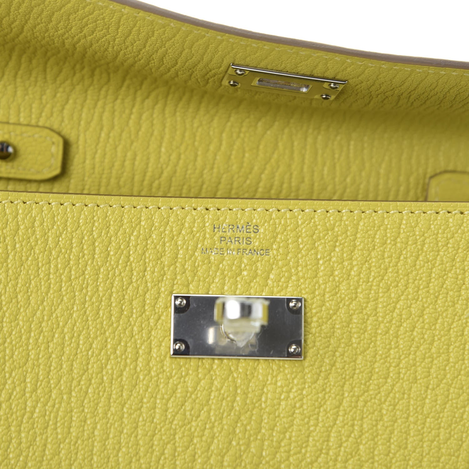 Hermes Chevre Mysore Kelly Wallet To Go Lime 8 of 10