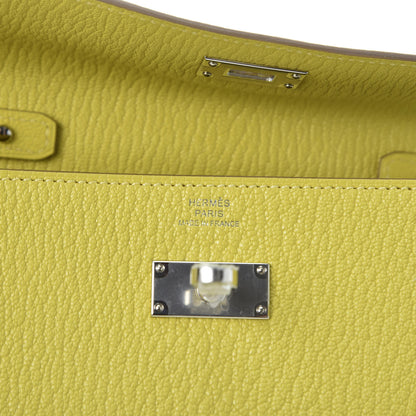 Hermes Chevre Mysore Kelly Wallet To Go Lime 8 of 10