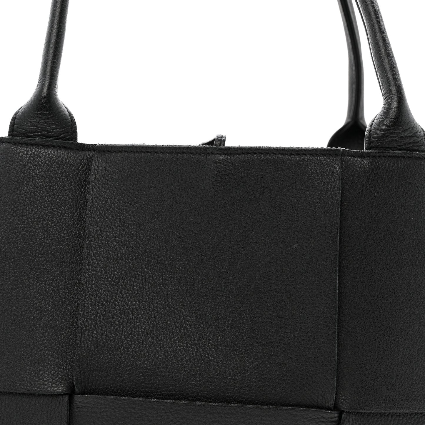 Grained Calfskin Maxi Intrecciato Medium Arco Tote Black