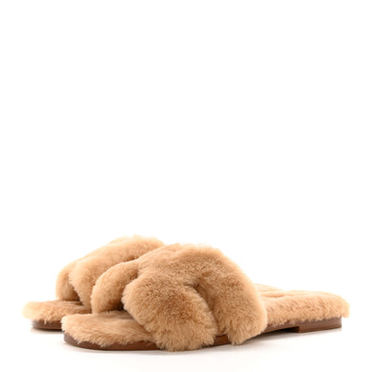 Hermes Woolskin Oran Sandals 39.5 Beige Argile 3 of 8