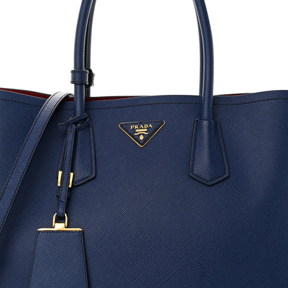 Prada Saffiano Cuir Large Double Bag Bleuette 8 of 13
