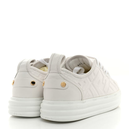 Fendi Nappa FF Embossed Rise Low Top Sneakers 36 White 4 of 9