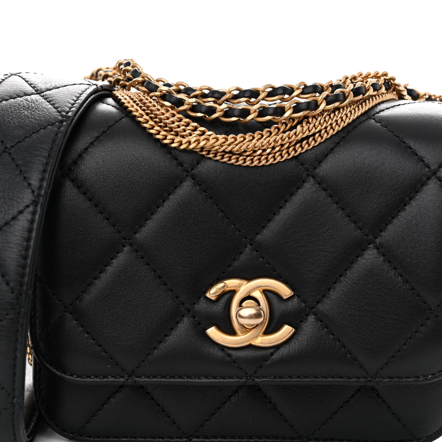 Chanel Lambskin Quilted Small Multiple Chain Flap Black 8 of 10