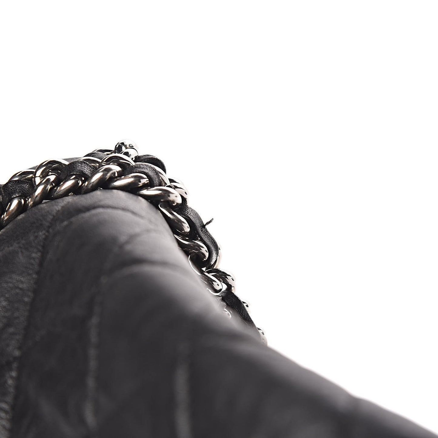 Washed Lambskin Quilted Maxi Chain Around Flap Black
