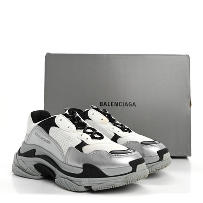 Balenciaga Metallic Fabric Mesh Mens Triple S Sneakers 10 Grey Dark Grey Black 19 of 19