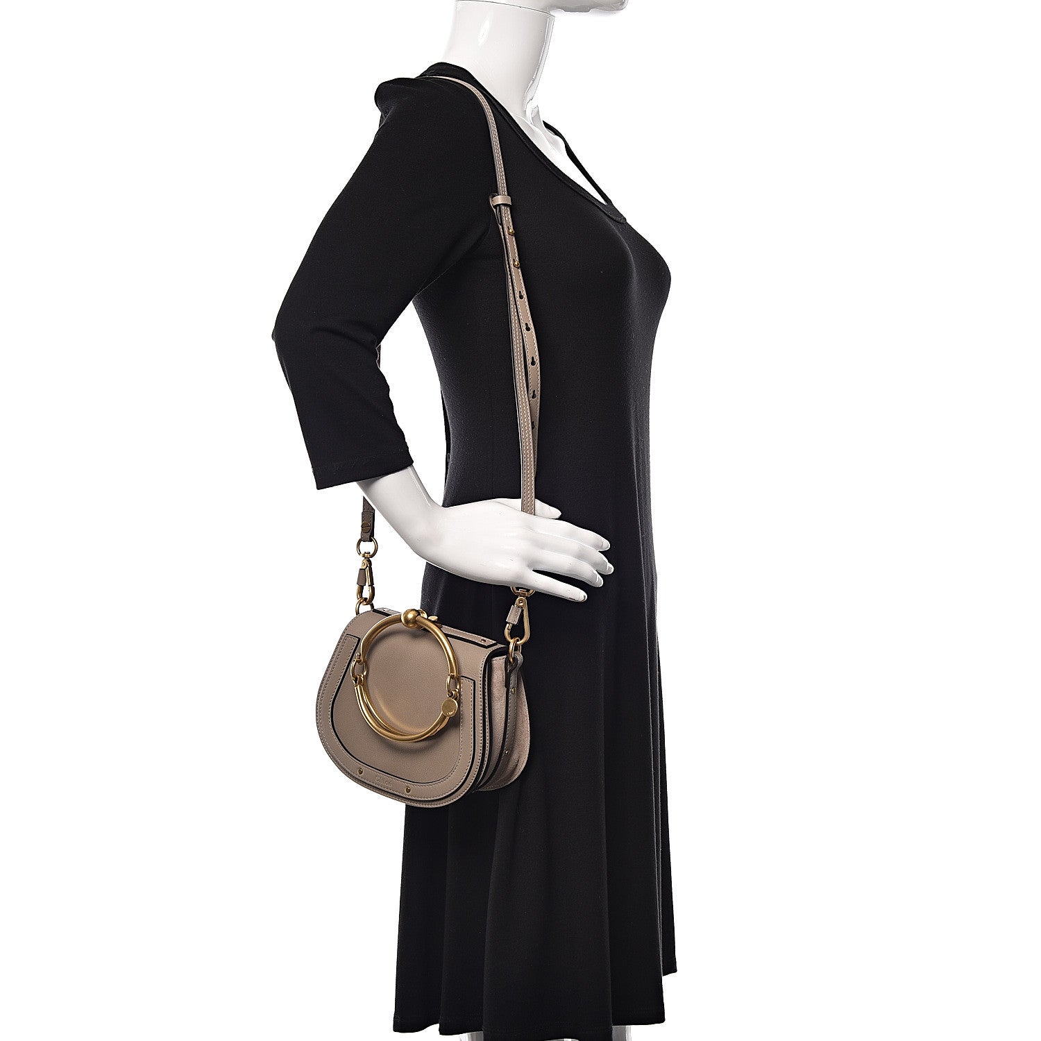 Chloe Calfskin Suede Small Nile Bracelet Bag Motty Grey 2 of 10