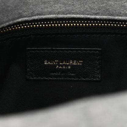 Saint Laurent Jersey Quilted Small Loulou Puffer Monogram Chain Satchel Grey Cloud 6 of 10