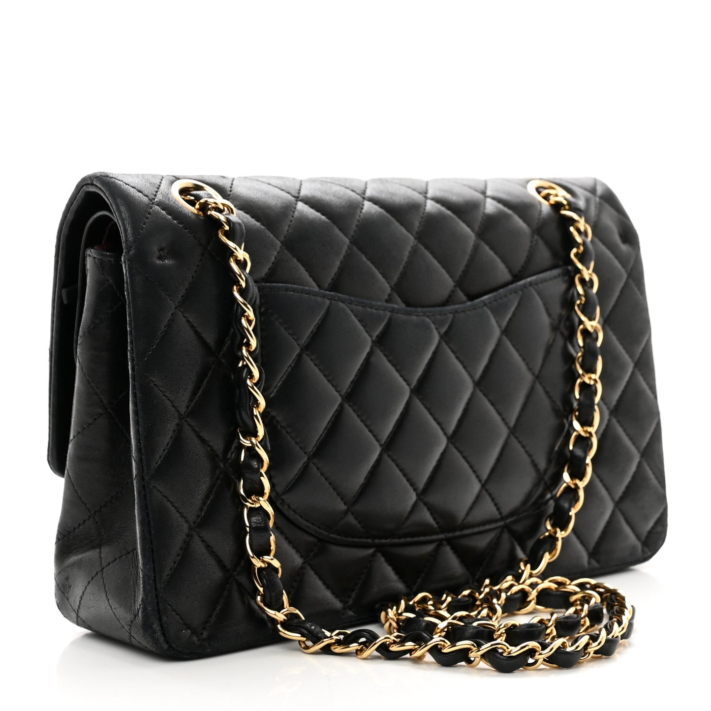 Lambskin Quilted Medium Double Flap Black
