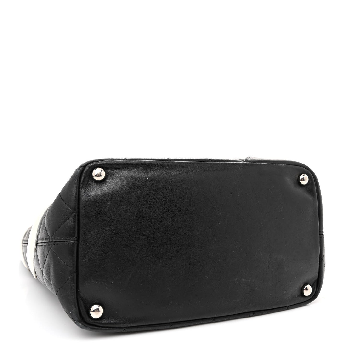Calfskin Quilted Medium Cambon Tote Black White