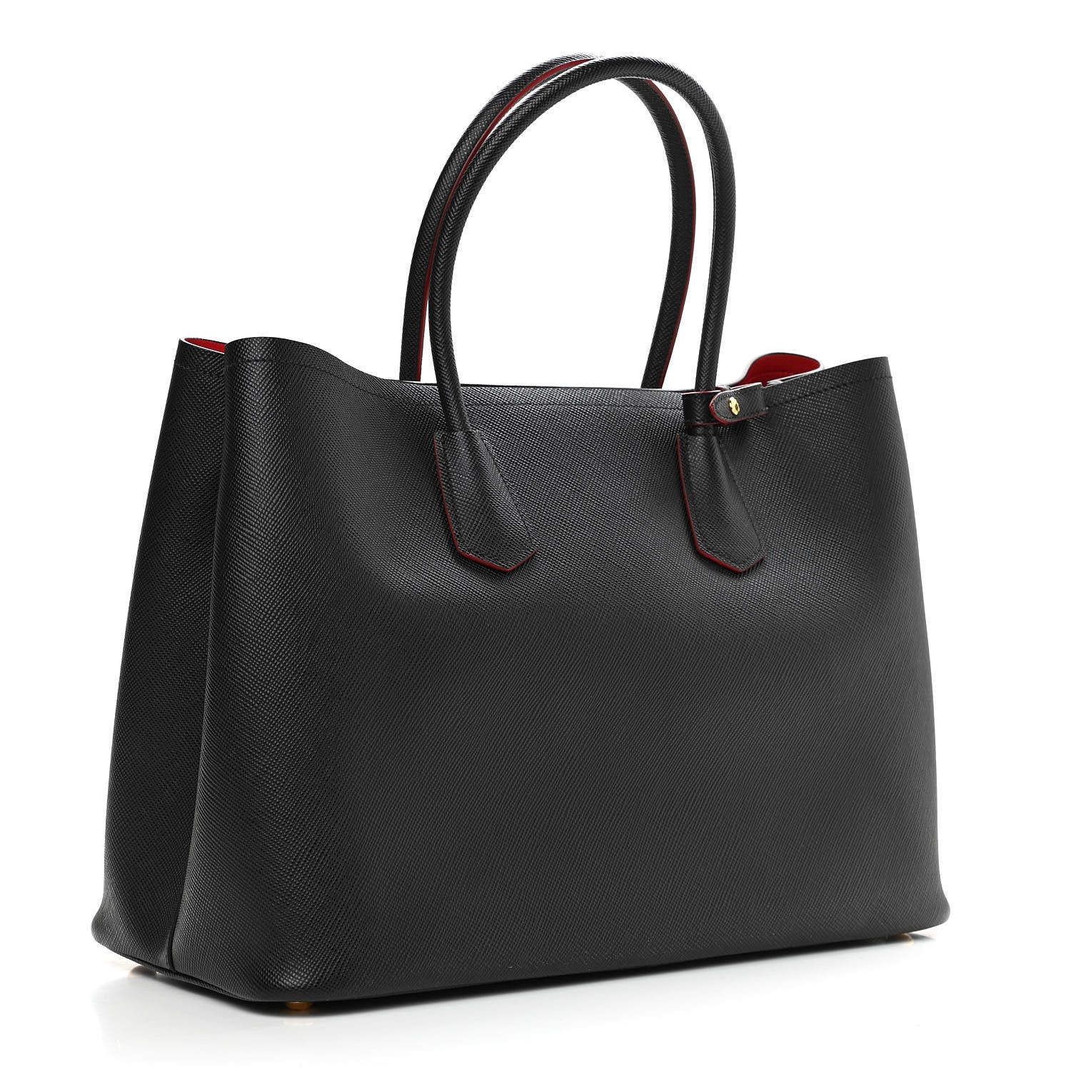Prada Saffiano Cuir Large Double Bag Black Fuoco 3 of 10