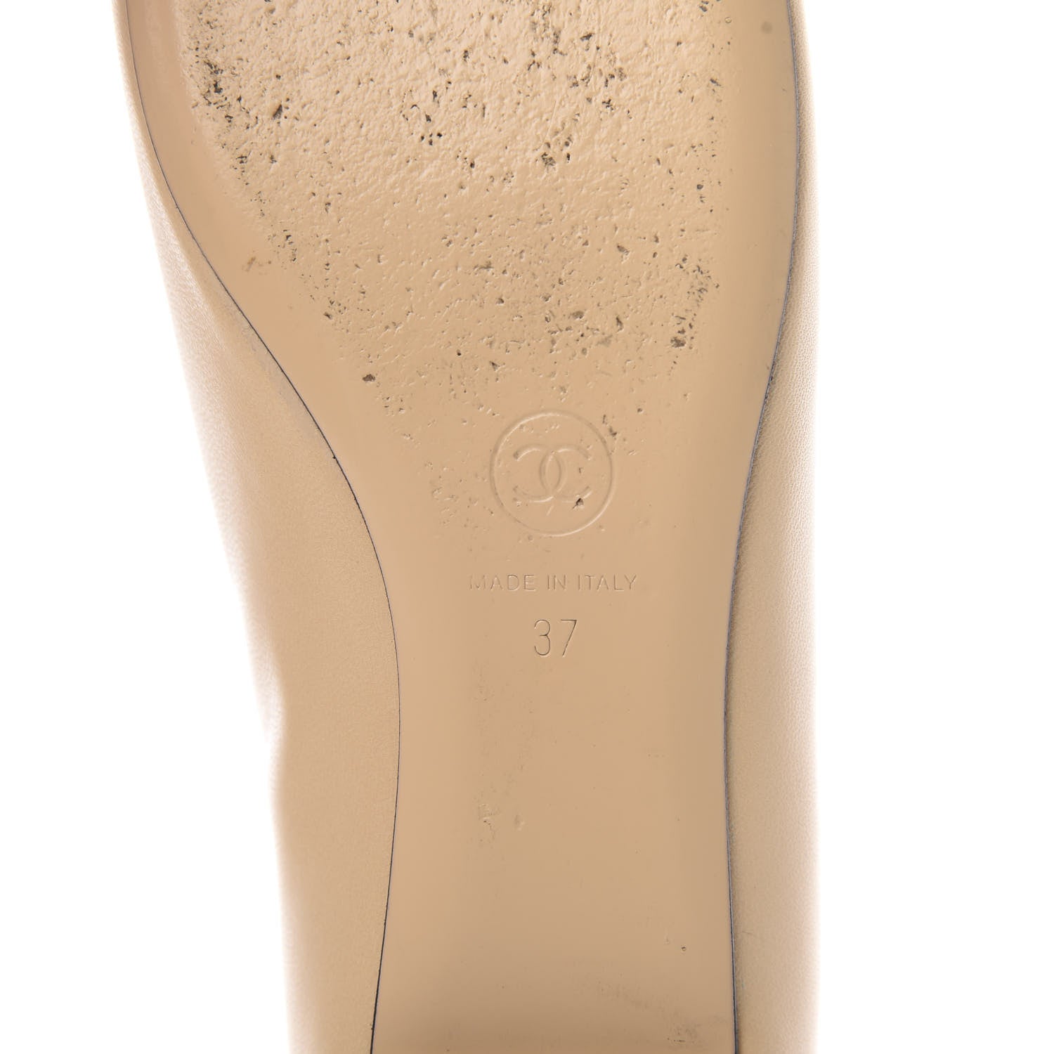 Chanel Lambskin Pearl Bow Ballerina Flats 37 Beige Black 9 of 14