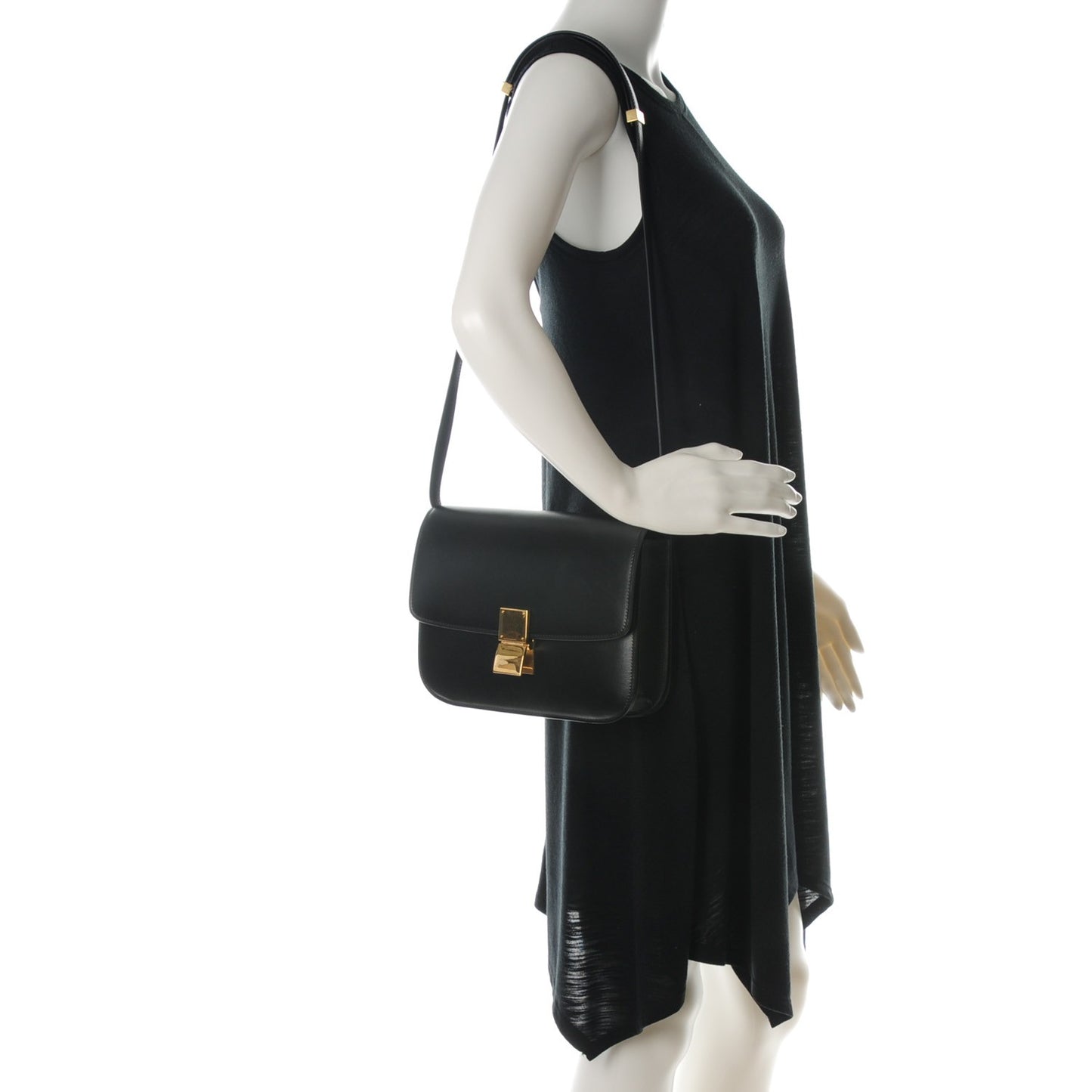Box Calfskin Medium Classic Box Flap Bag Black