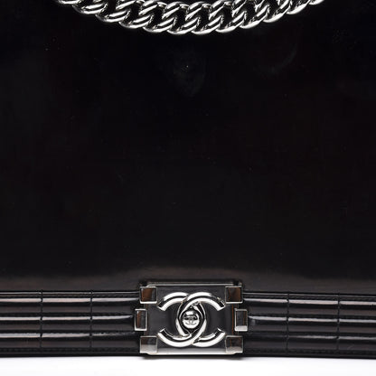 Chanel Glazed Calfskin Large Boy Flap Black 12 of 14